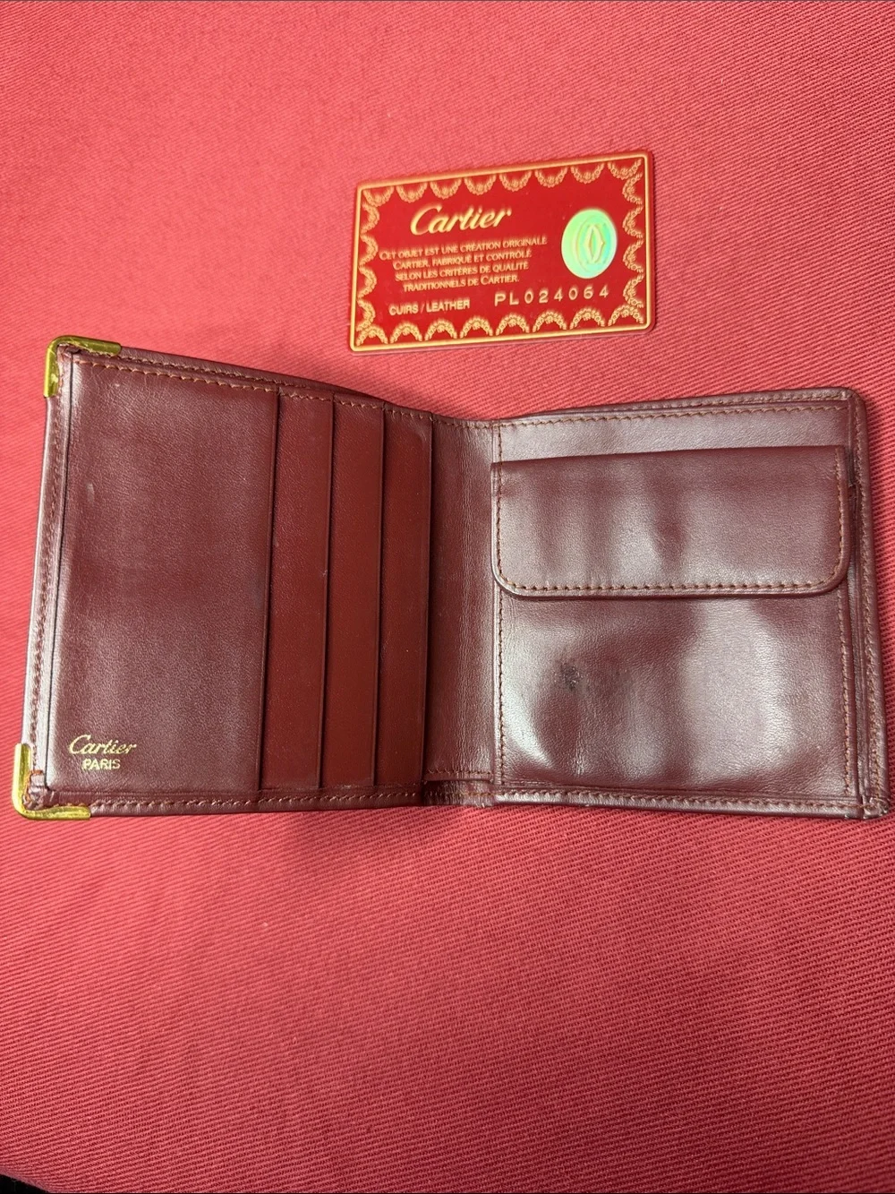 ✨ Cartier Bordeaux Leather Bifold Wallet ✨